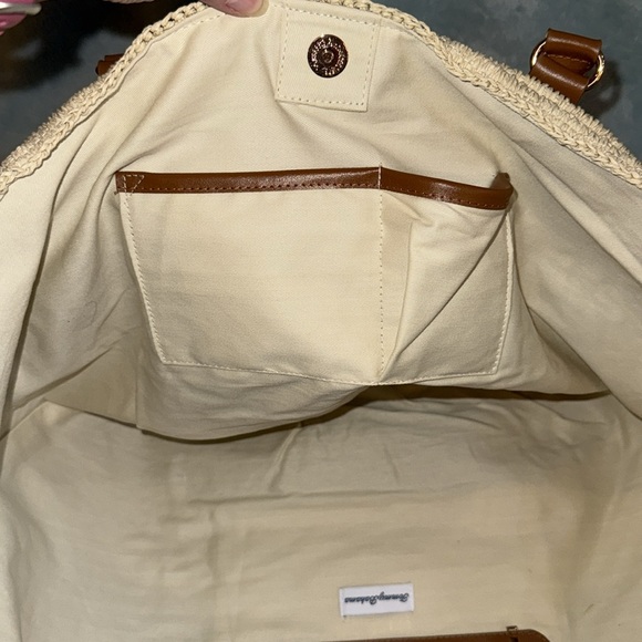 Tommy Bahama Blue and Tan Striped Tote Bag